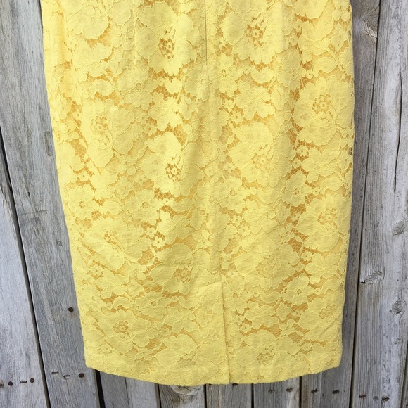 NWT White House Black Market Sleeveless Lace Sheath Dress 3D Appliqué Yellow 10 - Picture 13 of 16